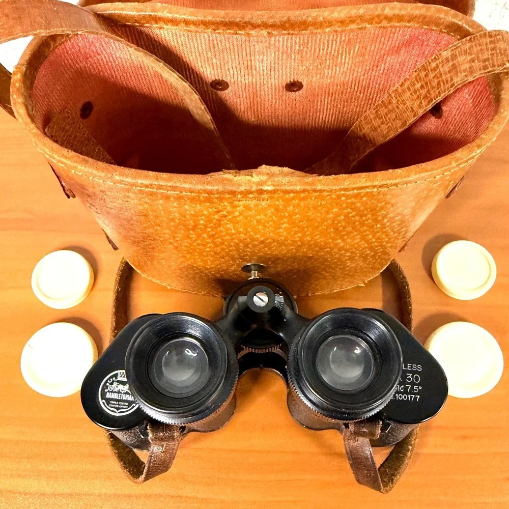 Vintage Hambletonian Peerless 8x30 Binoculars Japan Coated Optics Leather Case